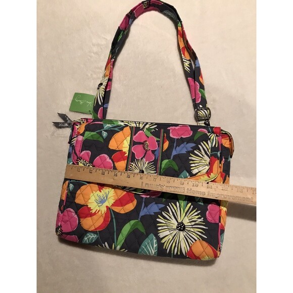 vera bradley hipster Jazzy Blooms Gray Floral Zip & Flap Adjustable Strap tablet - Picture 4 of 7